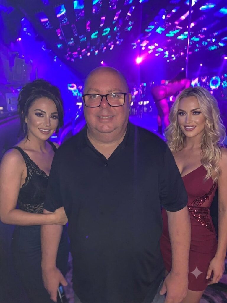 DJ Brian with entertainers at Dancers Royale in Orlando — daytime resident DJ since 1990